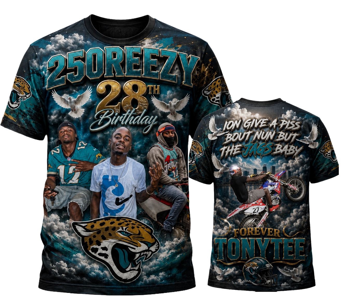 250 REEZY 3D Adult Memorial Shirts (PLEAD ADD BACK IF YOU WANT THE BACK DONE)